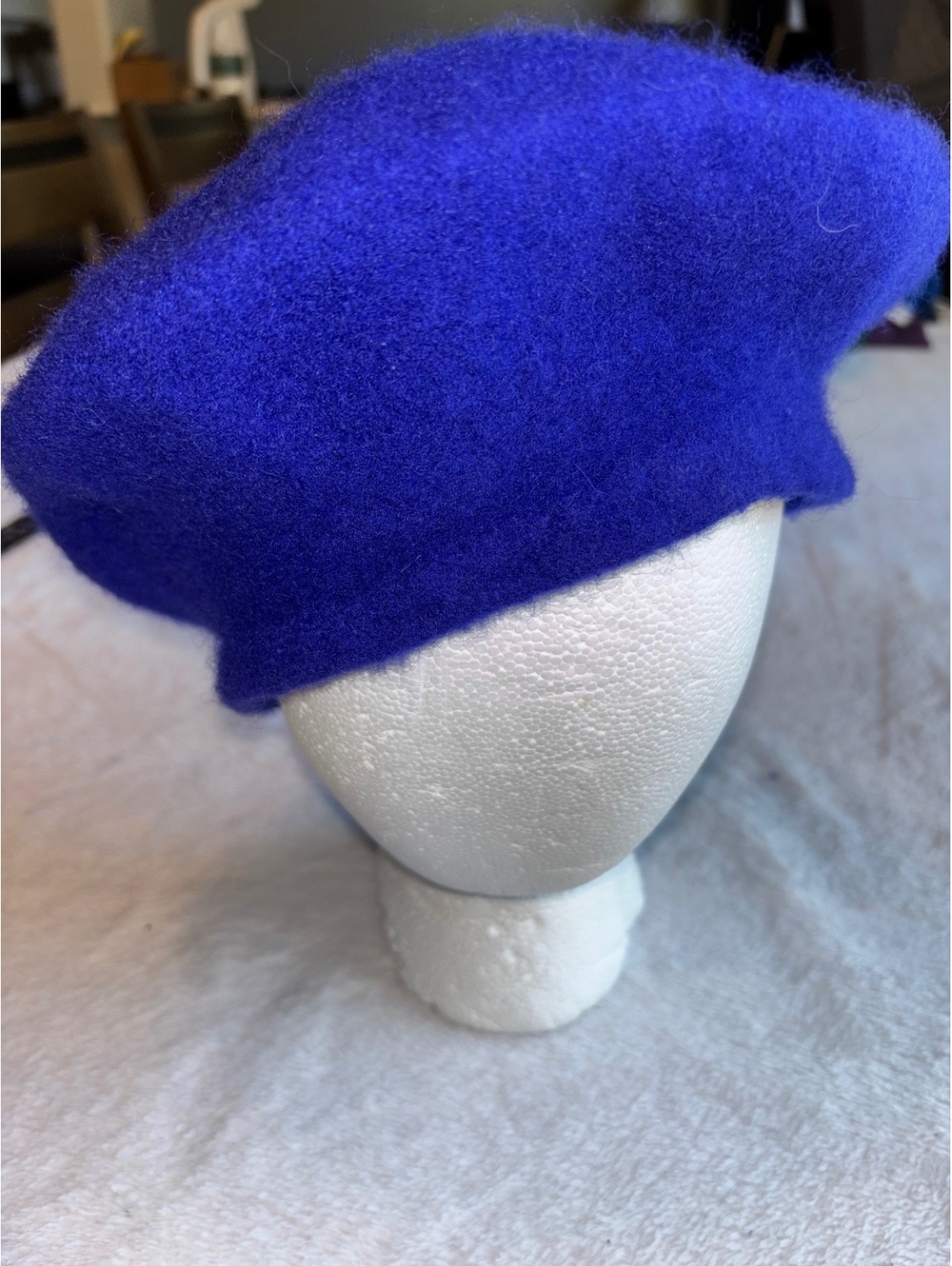 Vintage Cobalt Blue Classic French Style Beret Hat Artist Cap